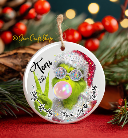 Shine Sparkle Grinchy - Christmas Ornament 2025