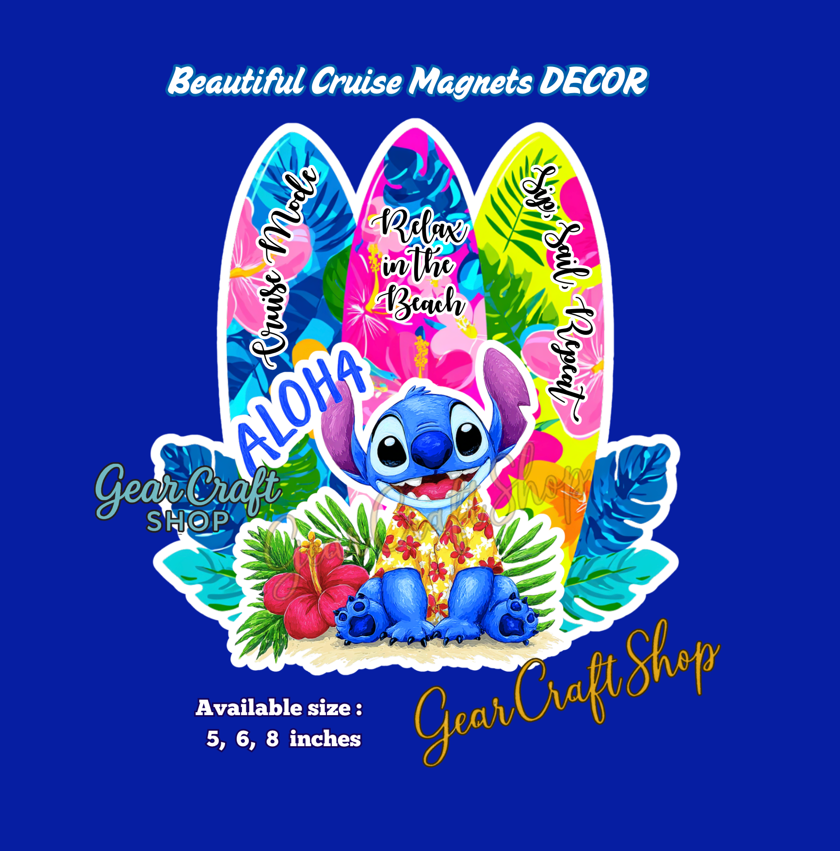 Stitch Surfing Vacation Cruise Door Magnet