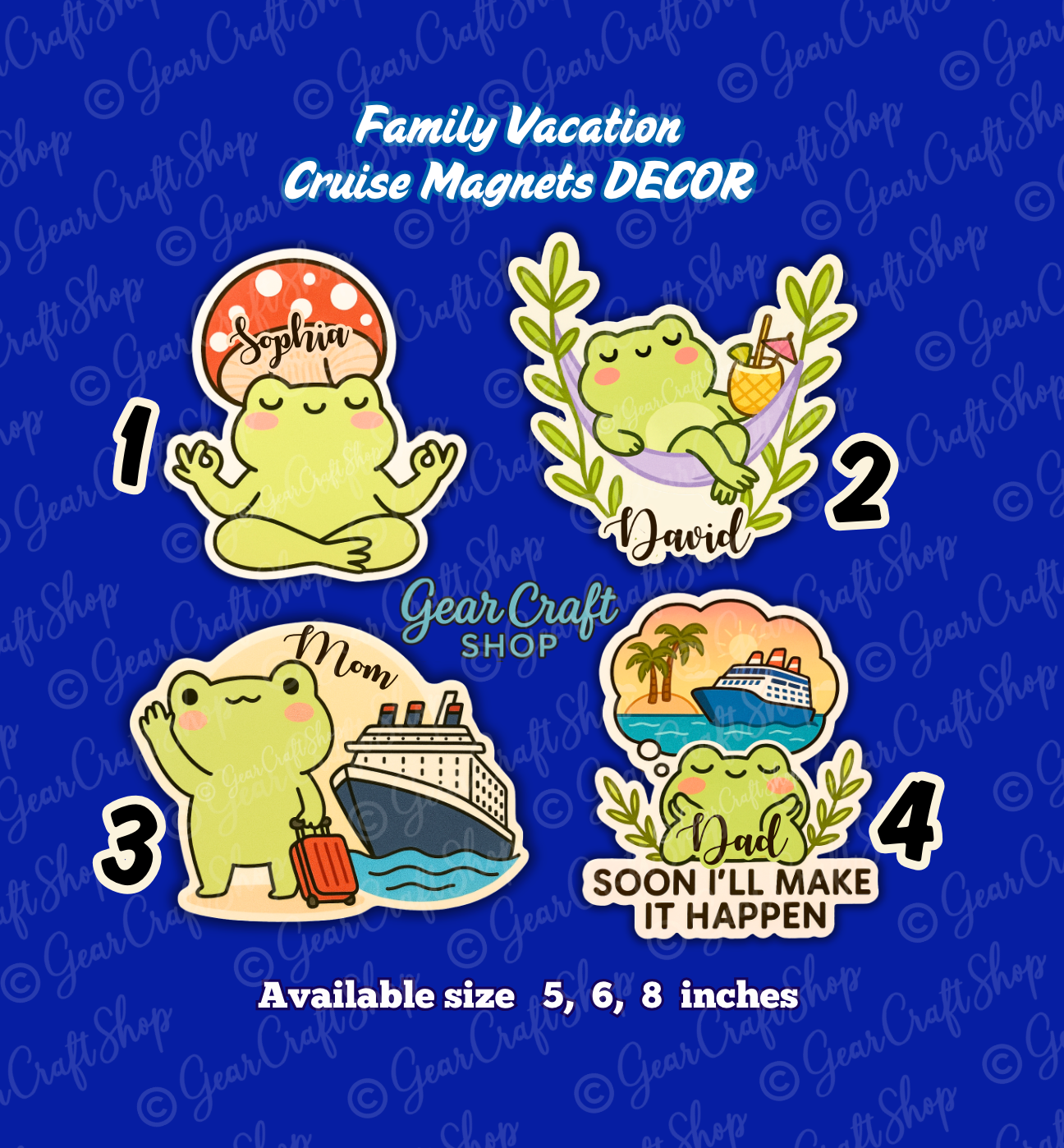 Funny Cute Family Frog - Vacation Cruise Door Magnet - Select your favorites