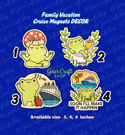 Funny Cute Family Frog - Vacation Cruise Door Magnet - Select your favorites