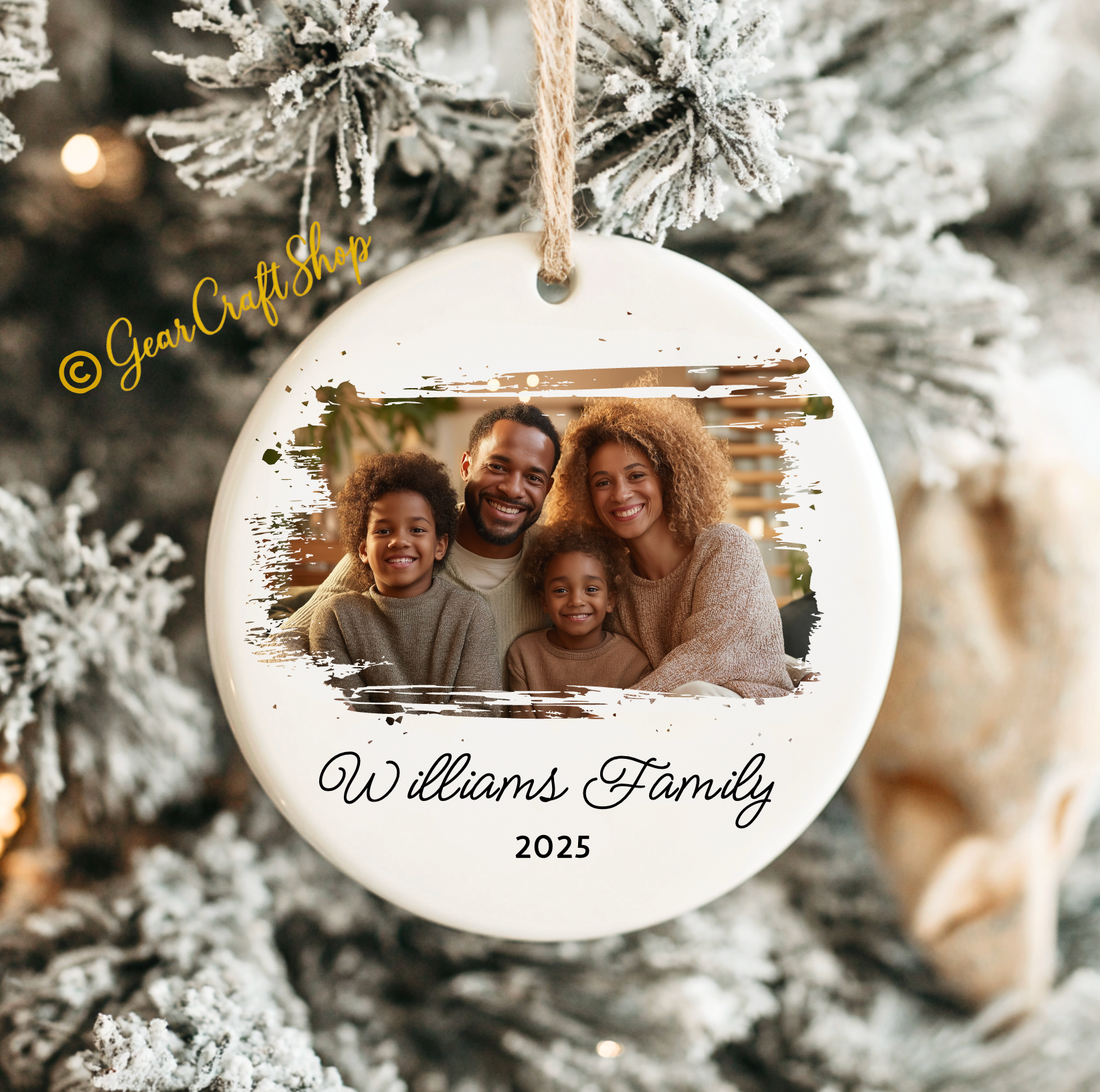 Personalized Family Photo Ornament 2025 - Custom Ceramic Christmas Keepsake