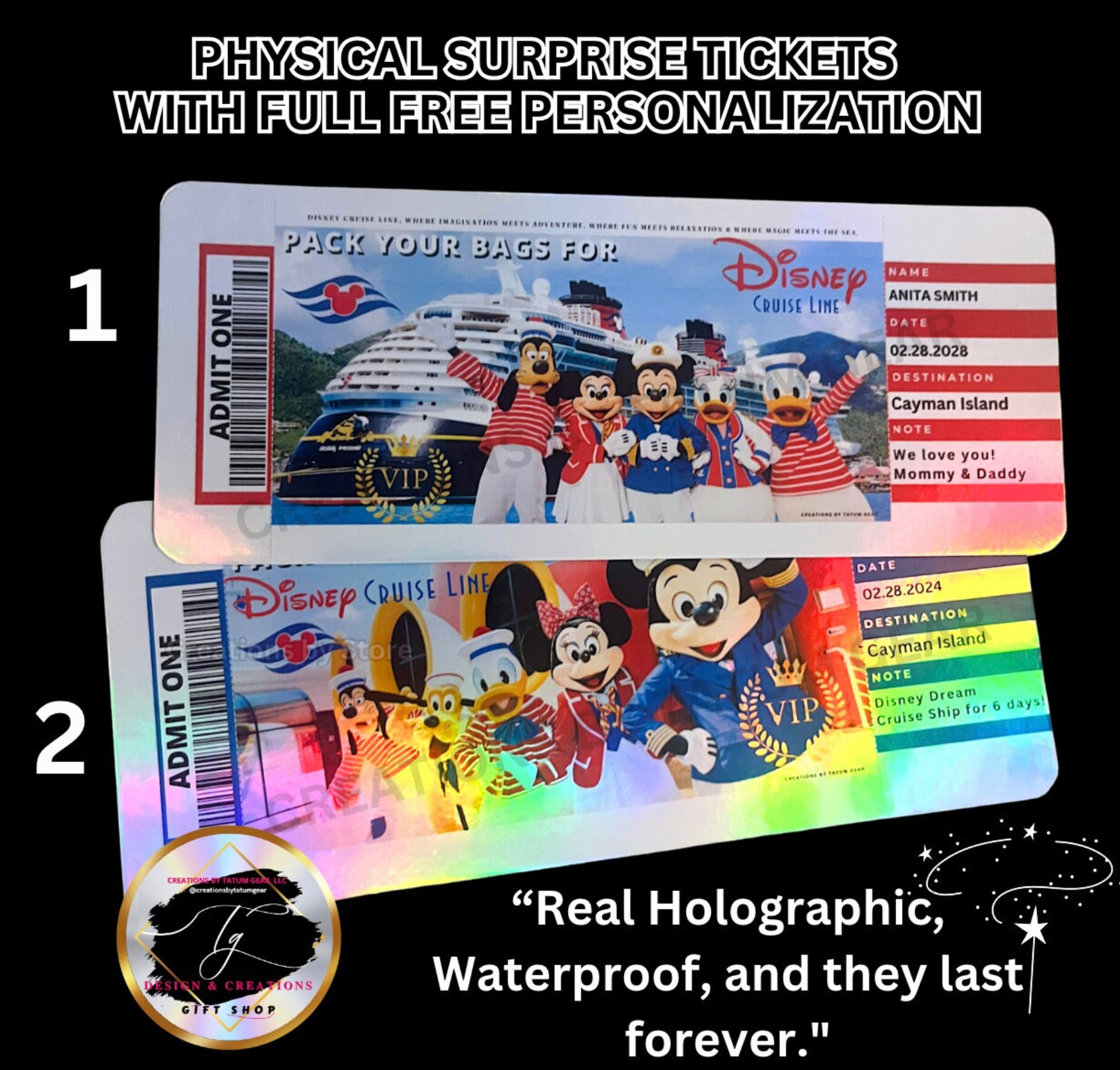 ⚓ Magical Cruise Surprise Christmas Ticket – Holographic Family Reveal Gift