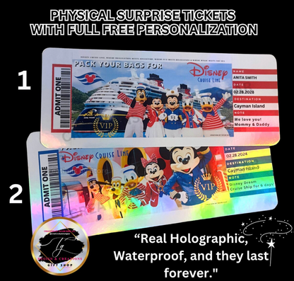 Holographic Cruise Surprise Ticket – Custom Family Reveal