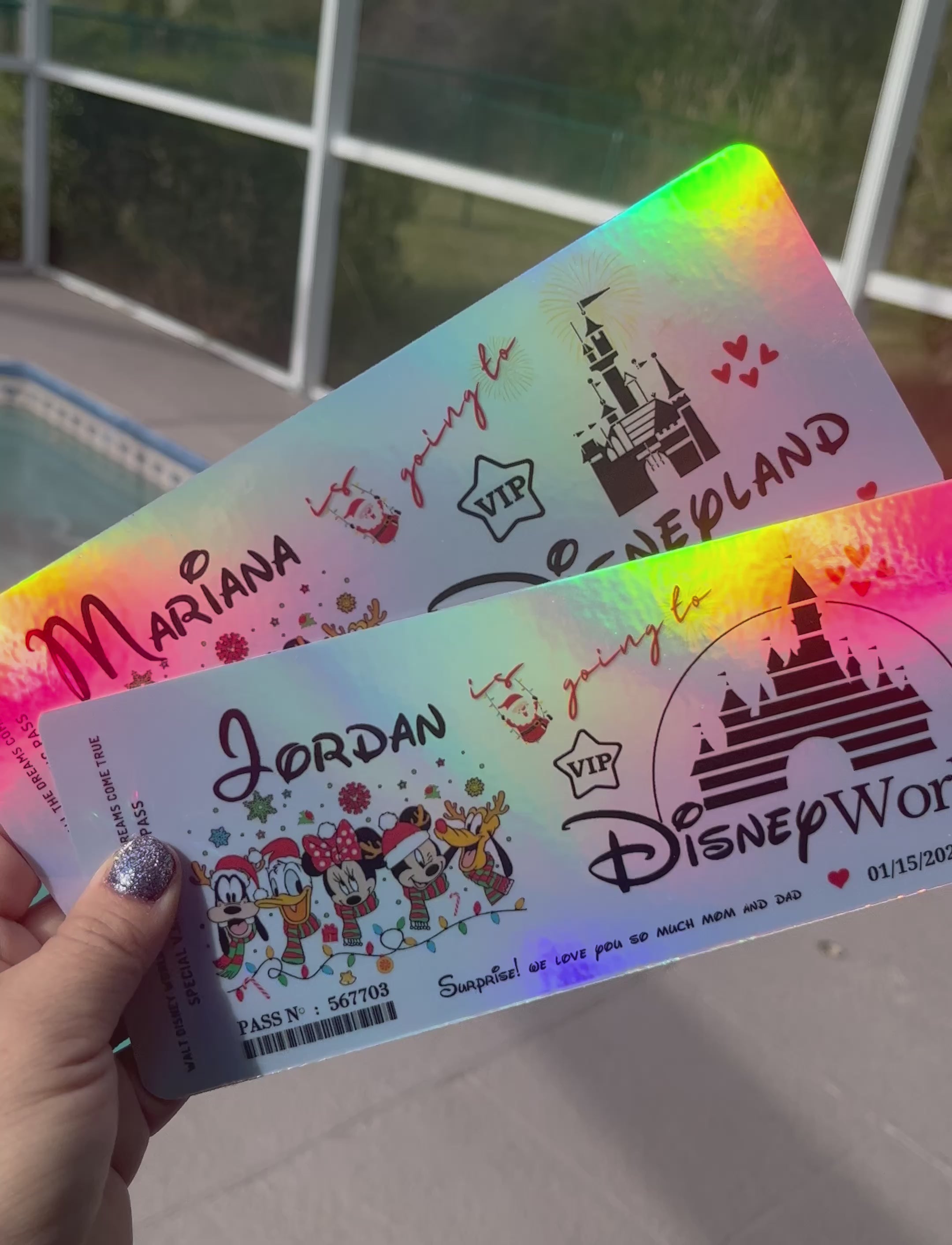🎄 Christmas Surprise Ticket – Holographic Holiday Reveal Gift for Kids