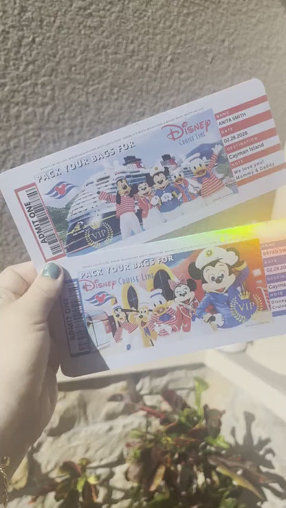 Holographic Cruise Surprise Ticket – Custom Family Reveal