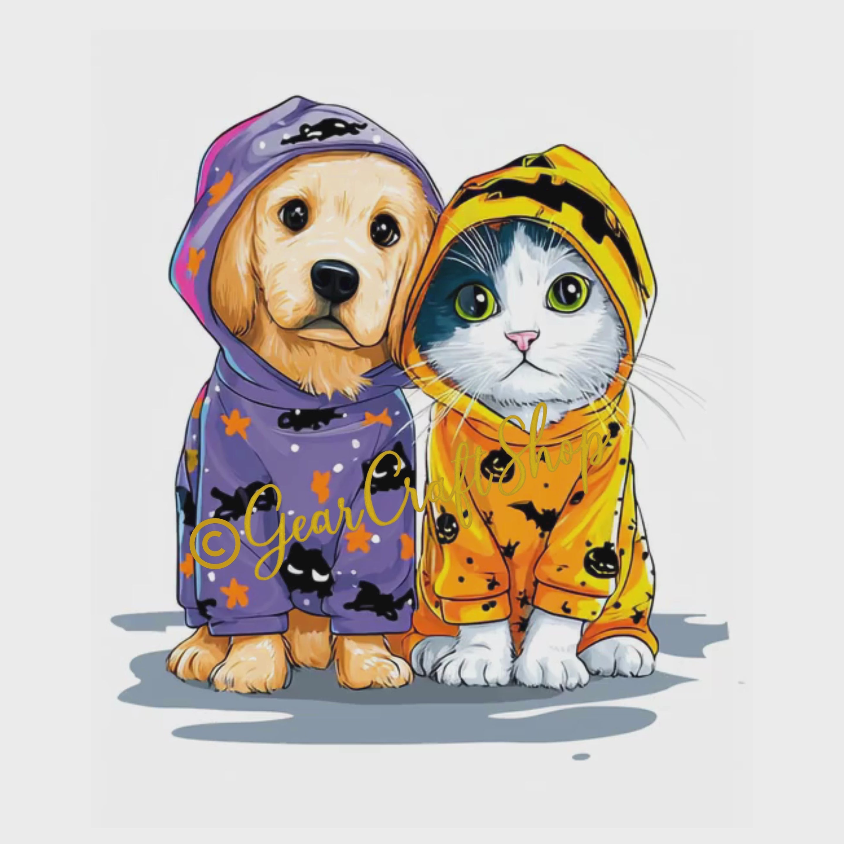 Load video: Halloween Breed Pet with Hoodie - Digital JPG or Animate video