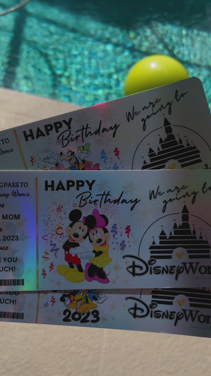 Premium Holographic Birthday Surprise Ticket – Personalized Disney Reveal!